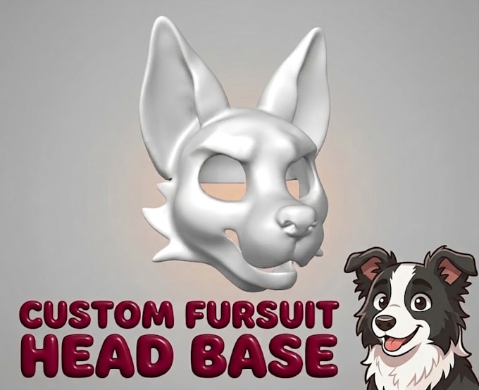create a custom fursuit head base model for 3d printing