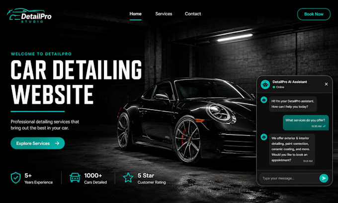 build car detailing website with ai booking chatbot