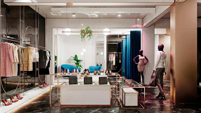 upgrade 3d boutique store layout,window display concept,storefront, spa,salon 3d