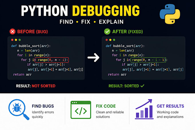debug and fix errors in your python code
