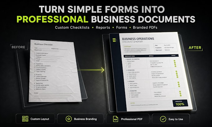 create a custom business checklist and professional PDF report