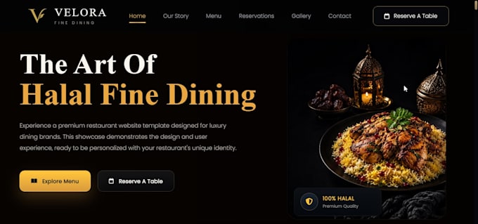 design a luxury halal restaurant website template