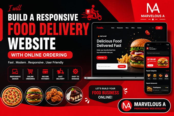 build a responsive food delivery website with online ordering