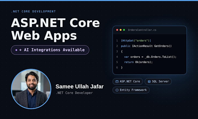 develop a dotnet core web app using c sharp asp net and sql server