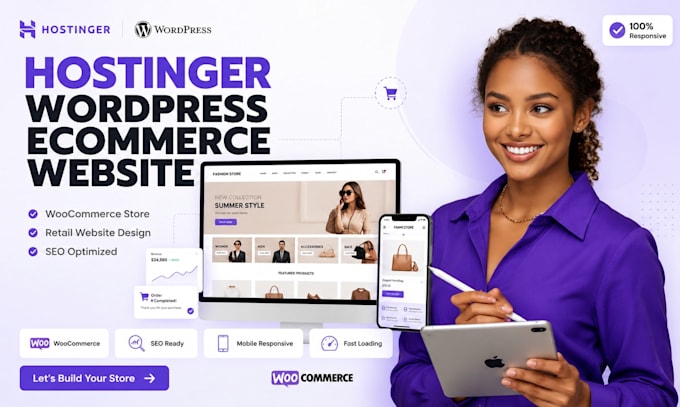 design hostinger wordpress ecommerce website, online store and woocommerce store