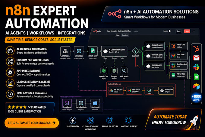 build n8n ai agent workflows and custom agentic workflow