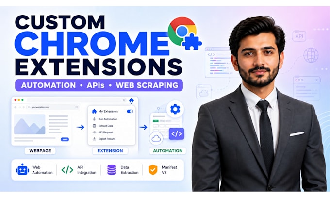 develop a custom chrome extension for automation, apis, or web scraping