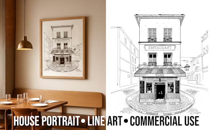 draw custom storefront and clean line art illustrations