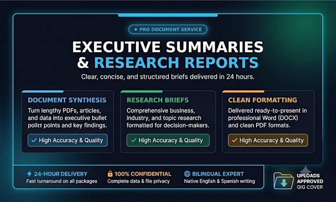 write professional executive summaries, reports, and research synthesis