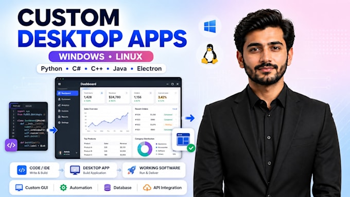 develop a custom desktop application for windows or linux
