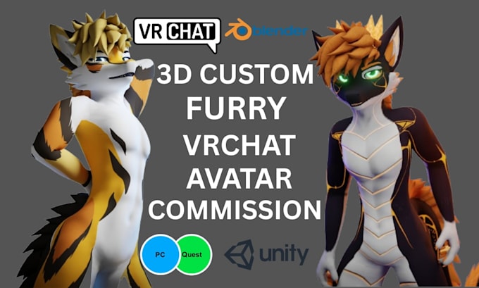 do custom vrchat furry avatar 3d model vrchat anime nsfw model avatar rigging