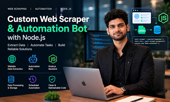 build a custom web scraper and automation bot with nodejs