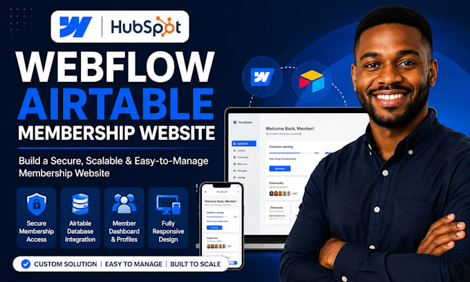 build webflow airtable membership website with cms and user portal