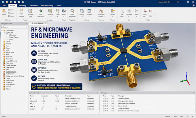 design and simulate rf microwave circuits, rf pcb power amplifiers and rf system