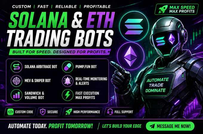 build solana arbitrage bot, mev, sniper, pump fun, sandwich, volume on sol, eth