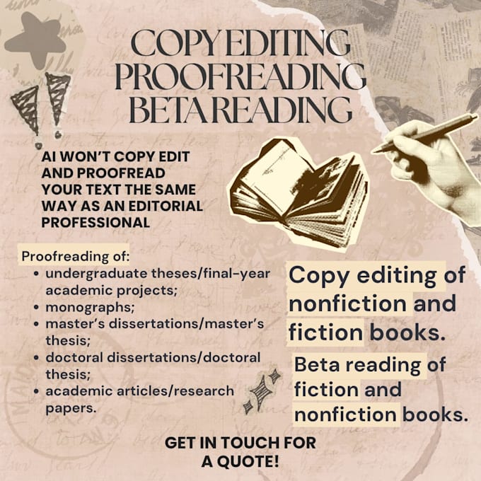 proofread, copy edit and beta read