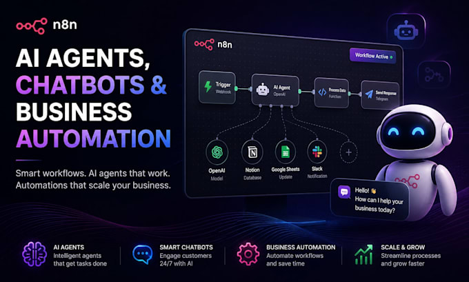 build n8n ai agents, chatbots and business automation