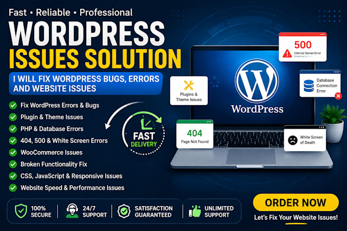 fix wordpress errors, bugs and critical issues
