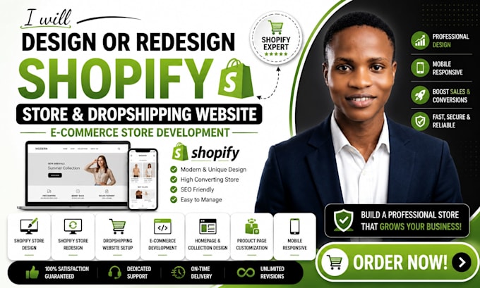 design, redesign shopify store shopify dropshipping website ecommerce store deve