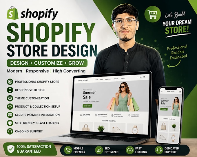create a professional shopify website and online store