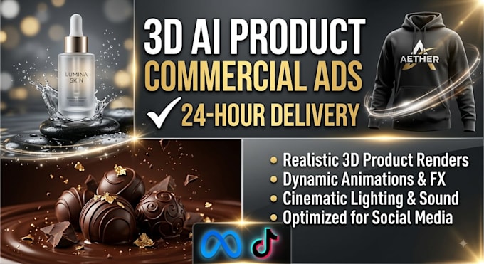 create 3d ai commercial video ads and meta ads campaign