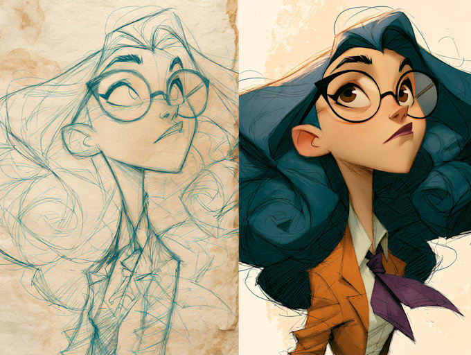 draw a cute and funny cartoon illustration