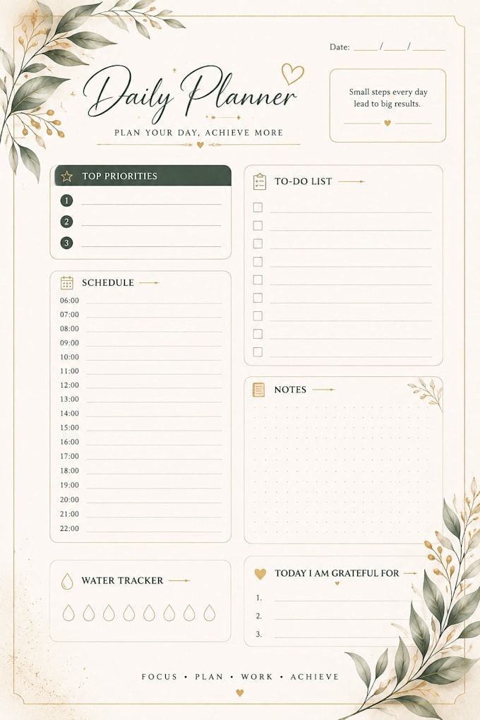 design a beautiful daily planner and printable plan template
