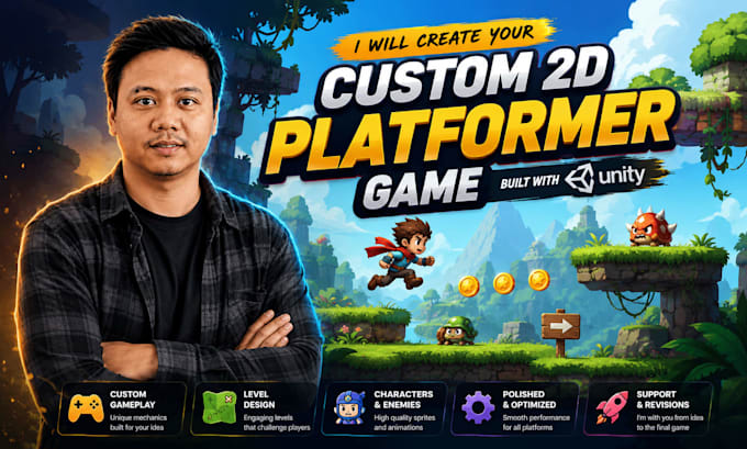 develop a 2d platformer game in unity for pc and mobile