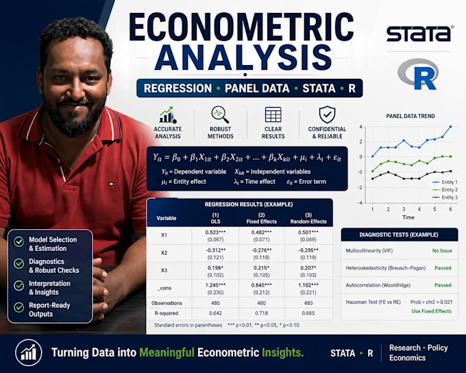 perform econometric regression and panel data analysis in stata and r