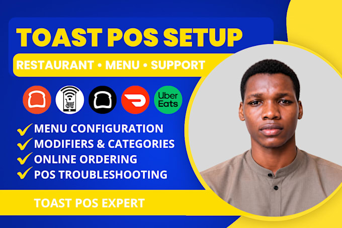 setup toast pos, configure restaurant menu and fix pos issues