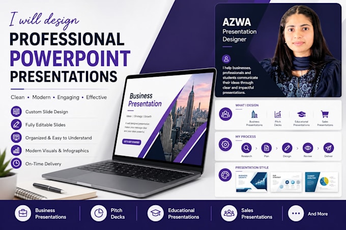 create a professional, modern business presentation slides