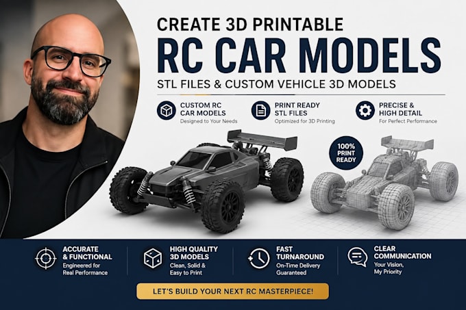 create 3d printable rc car models, stl files and custom vehicle 3d models