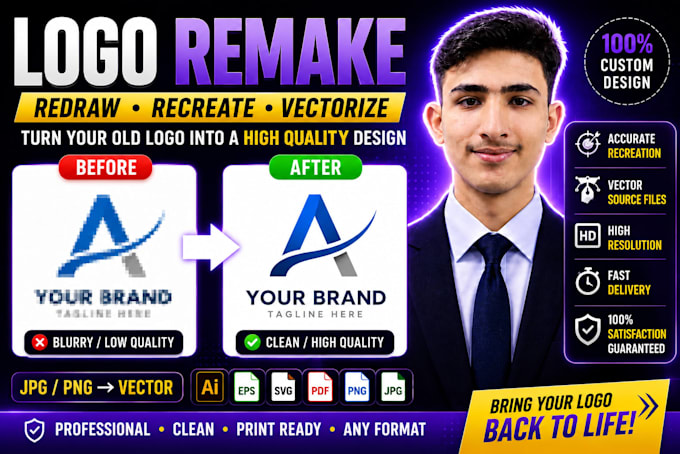 professionally remake, redraw and vectorize your existing logo