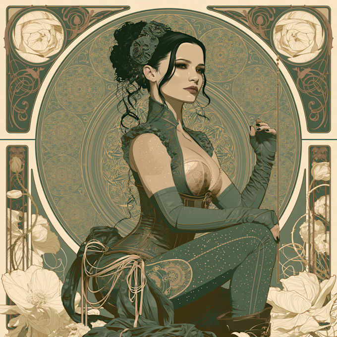create illustrations in art nouveau style