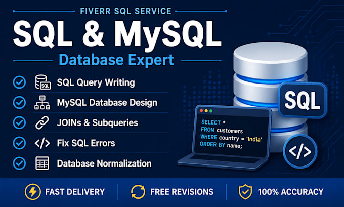 write sql queries, design and fix mysql database errors