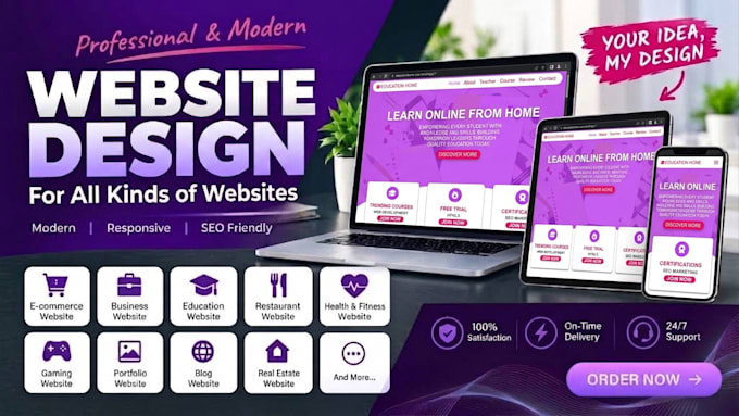 design, redesign and develop a modern responsive website