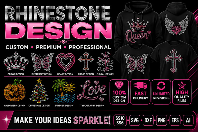 create premium rhinestone t shirt designs and templates