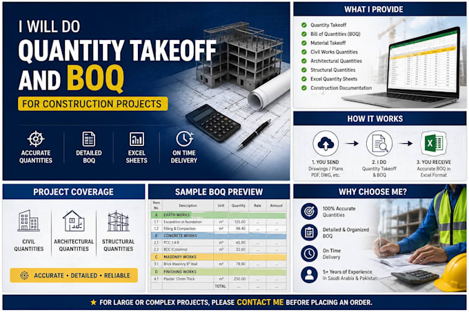 do quantity takeoff and boq for construction projects