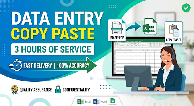do 3 hours of accurate data entry, copy paste, PDF to excel