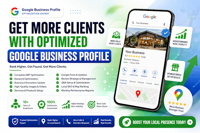 setup, optimize, manage google business profile for local seo, maps ranking