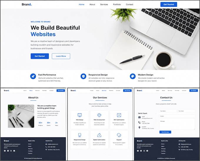 design a modern responsive HTML CSS website