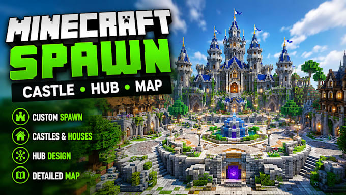 build minecraft spawn, minecraft castle, house, spawn hub, minecraft map