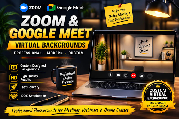 design professional zoom and google meet virtual backgrounds