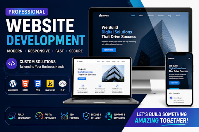 build a modern responsive website using wordpress, HTML, CSS and javascript
