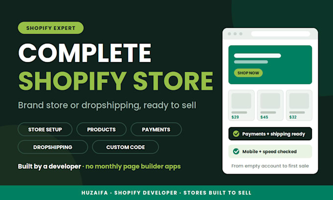 build a complete shopify store or shopify dropshipping store