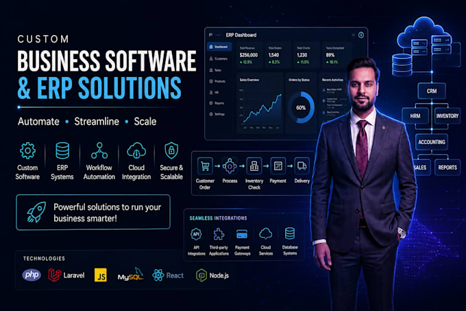 develop custom CRM, erp and business management software