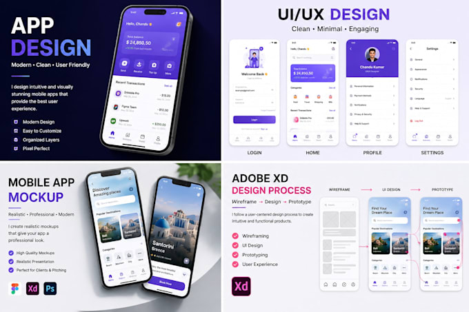 design a modern app UI UX mockup and prototype