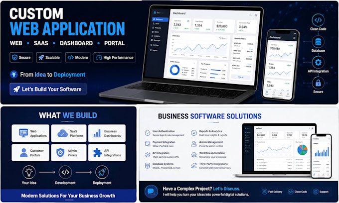 develop a custom web application, saas, dashboard or portal