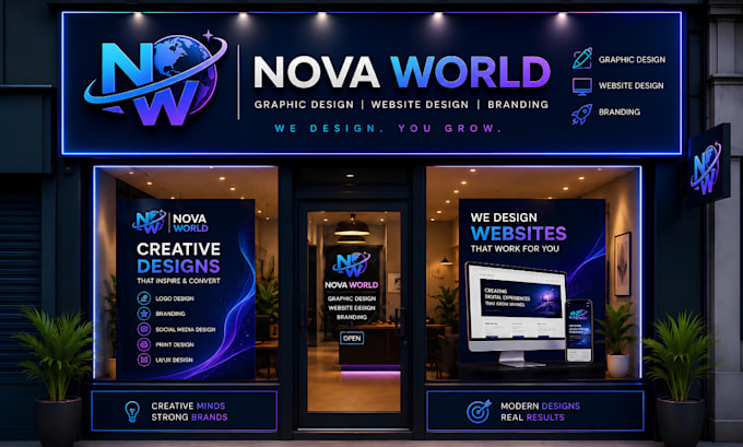 design billboard, yard design, signage design window graphics and storefront