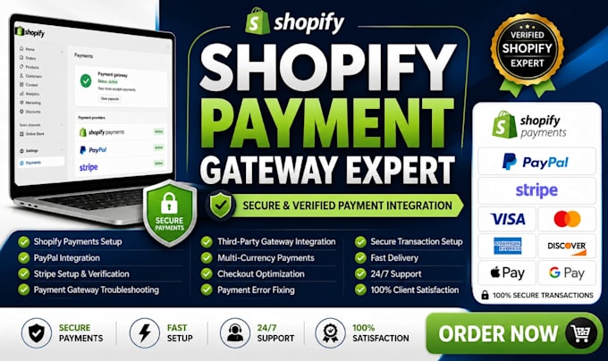 integrate shopify payment gateway, paypal,stripe, checkout fix setup